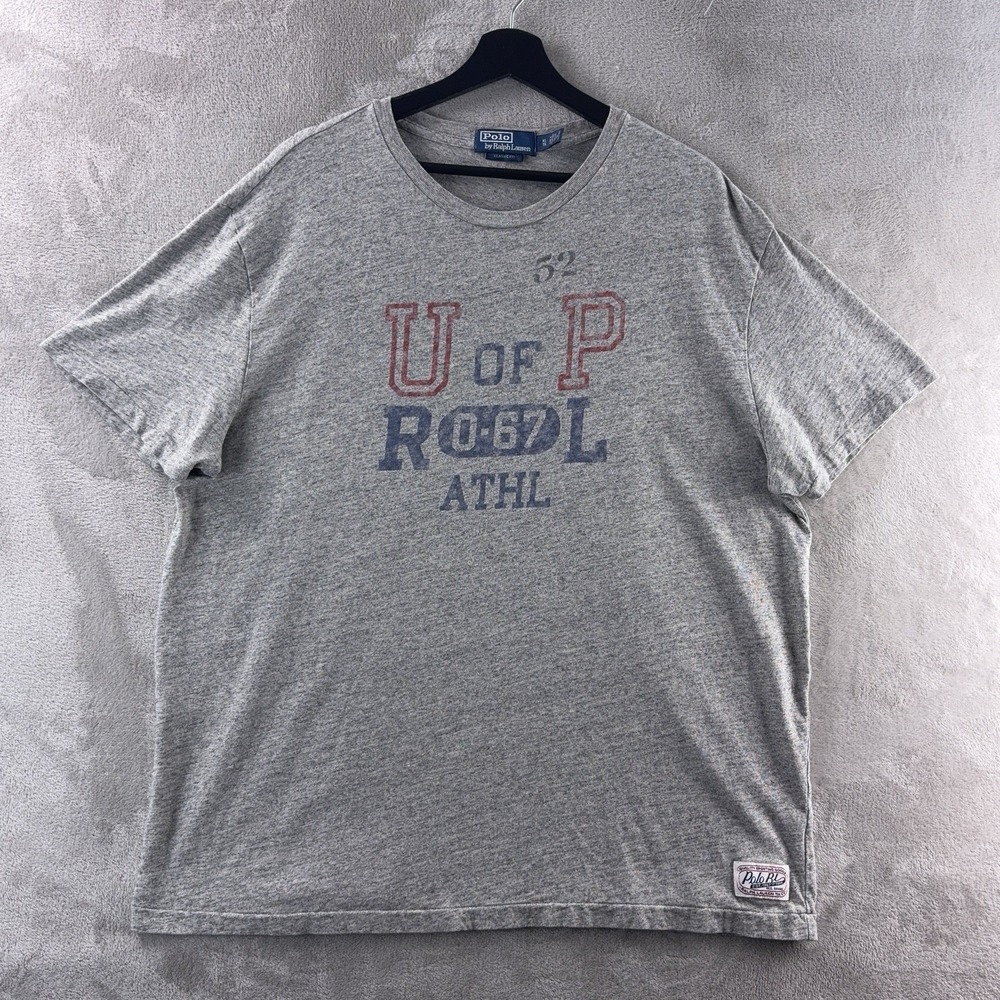 Polo Ralph Lauren T Shirt Mens Size XL Gray Graphic Spell Out Classic Fit - Picture 1 of 9